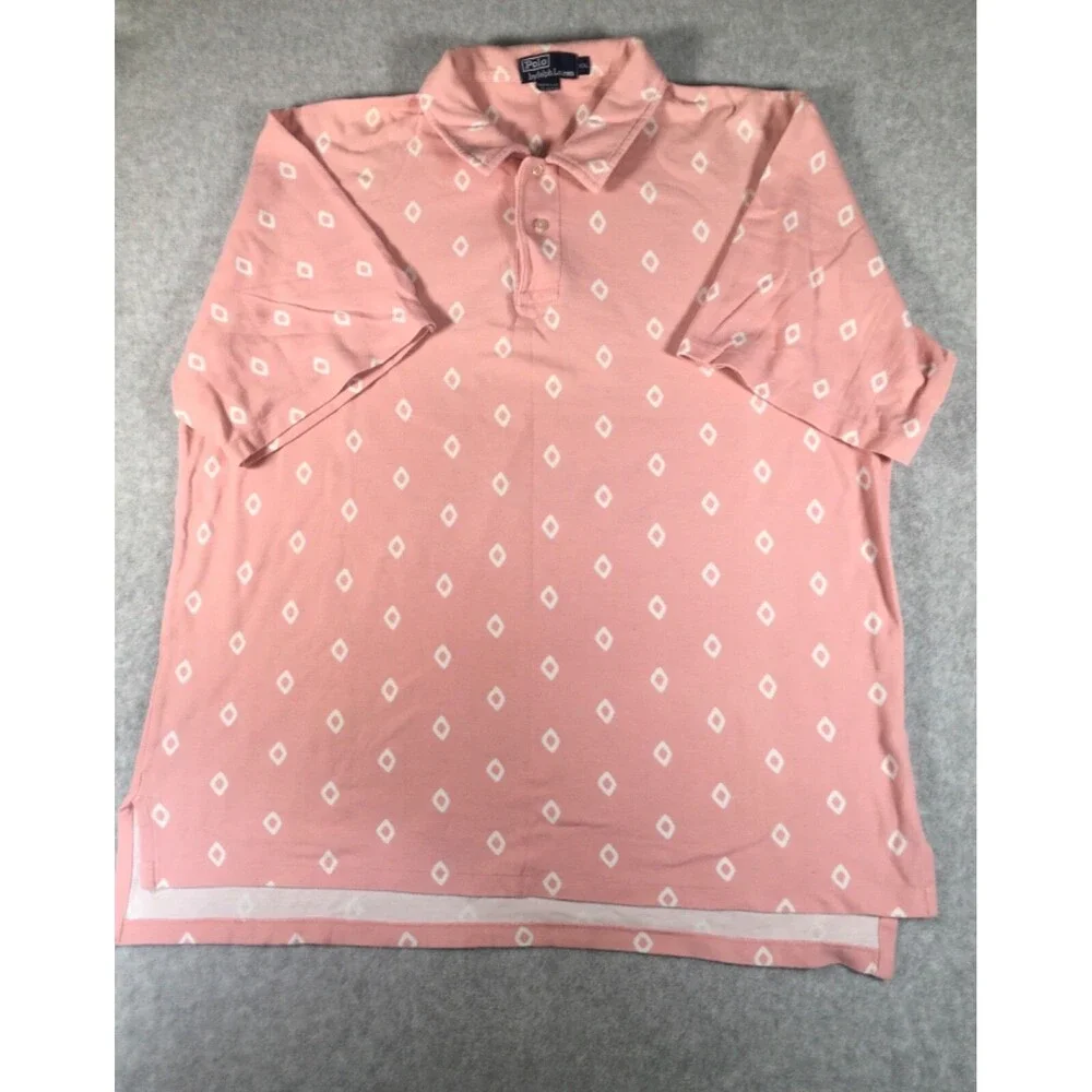 Vintage Polo Ralph Lauren Men's Pink Short Sleeve Cotton Polo Shirt - Size XXL